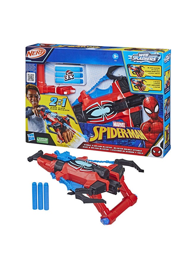 Spider-Man Marvel Spider-Man NERF Strike 'N Splash Blaster, Blast Darts or Water, Super Hero Toys, Marvel Toys for Kids Ages 5 and Up  - Image 1