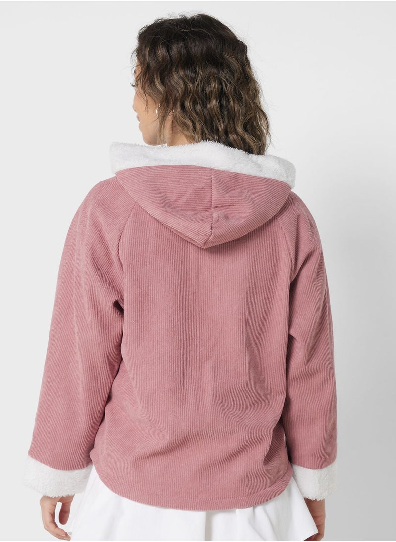 Ginger - Hooded Courdroy Zip Through Jacket - Image 1