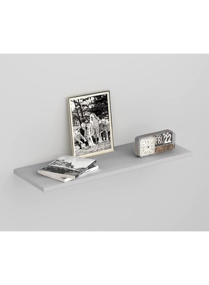 رف جداري عائم مفرد من هوم جاليري – وحدة تخزين وعرض خشبية باللون الرمادي، مقاس 60x20 سم، تصميم عصري لغرفة المعيشة، غرفة النوم، المطبخ، المكتب أو الممر - Image 3