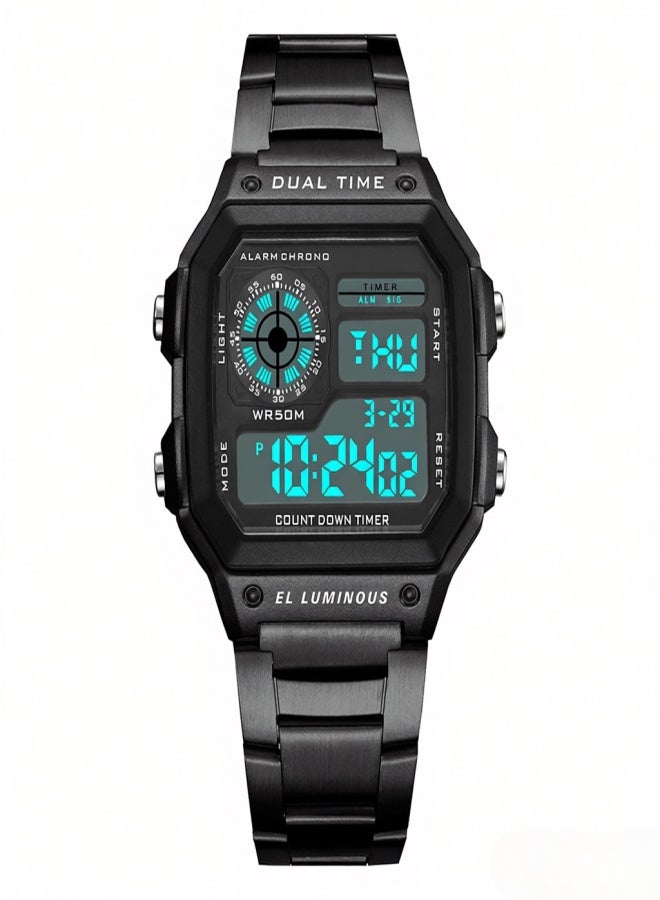 PANARS Men Digital Sports Watch Dual Time Mode Male Business Watches Date Week Alarm Clock Backlight Count Down 50M Waterproof Men's Fashion Wristband for Daily Life Work Men's Gifts - Image 2