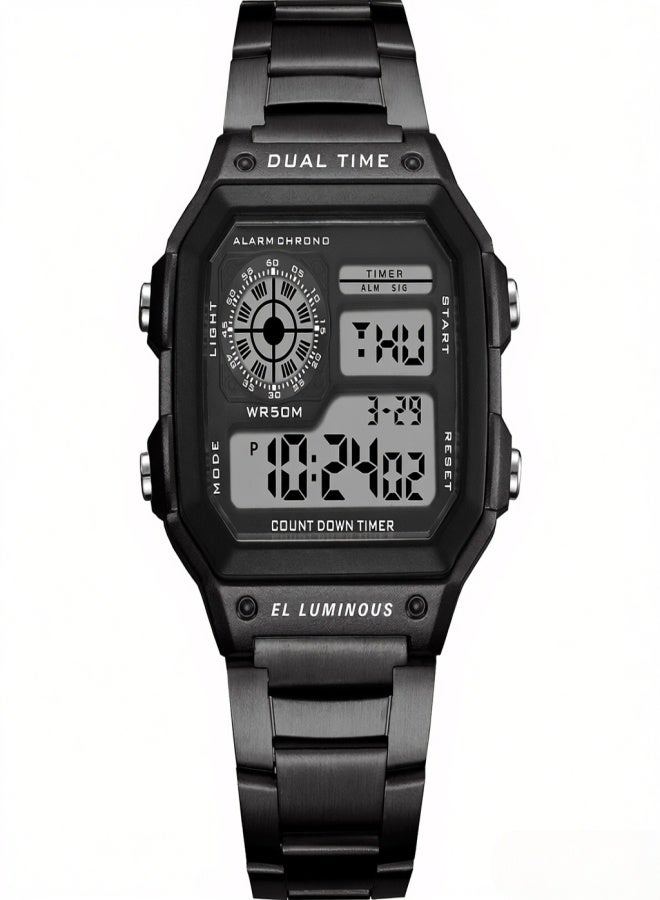 PANARS Men Digital Sports Watch Dual Time Mode Male Business Watches Date Week Alarm Clock Backlight Count Down 50M Waterproof Men's Fashion Wristband for Daily Life Work Men's Gifts - Image 1