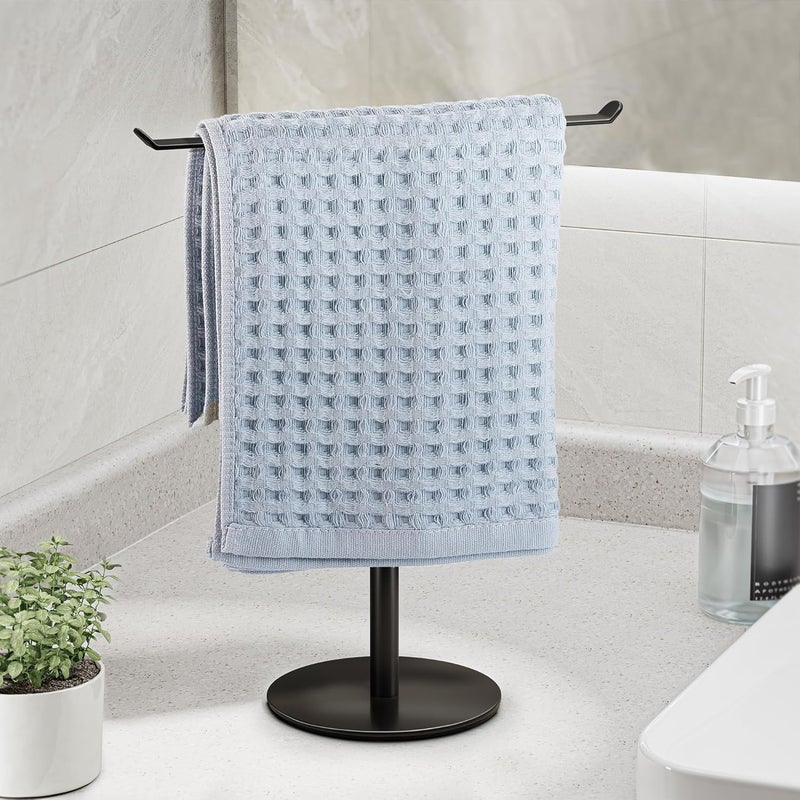 Towel Rack T-Shape Hand Towel Holder for Bathroom,Headband Holder and Lightweight Bathroom Towel Racks,Kitchen Towel Rack Black Hand Towel Holder,Stainless Steel Waterproof Bathroom Counter Organizer - Image 1