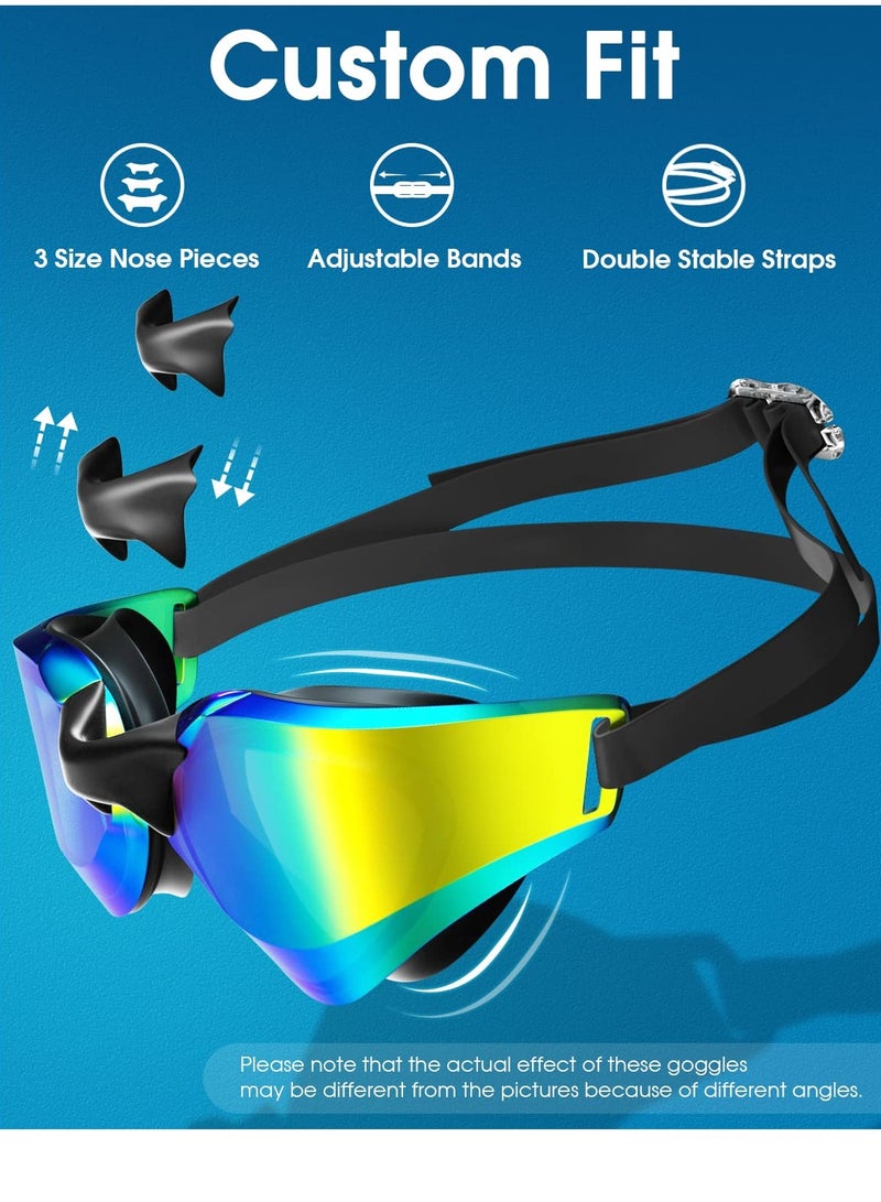 SOLARAE Swim Goggles Mirrored Swimming Glasses Full Protection Pool Goggle for Adult Women Men Youth Anti-Fog No Leaking Wide Vision - Image 5