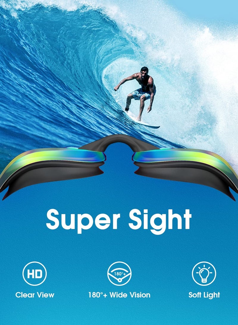 SOLARAE Swim Goggles Mirrored Swimming Glasses Full Protection Pool Goggle for Adult Women Men Youth Anti-Fog No Leaking Wide Vision - Image 4