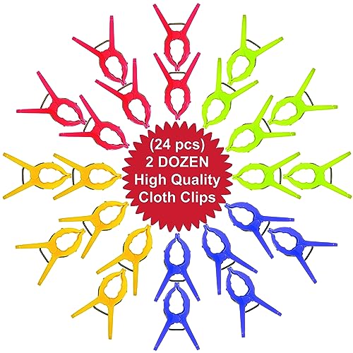 Rainbow Drywell 2 Dozen Clips Heavy Duty Anti Rust Cloth Peg/Clothes Clip/Quilt Drying Pins/Pegs for Hanger/Rods/Ropes/Towel Dryer Clothes (24 Cloth Clip for Cloth Drying Stand) - Image 2