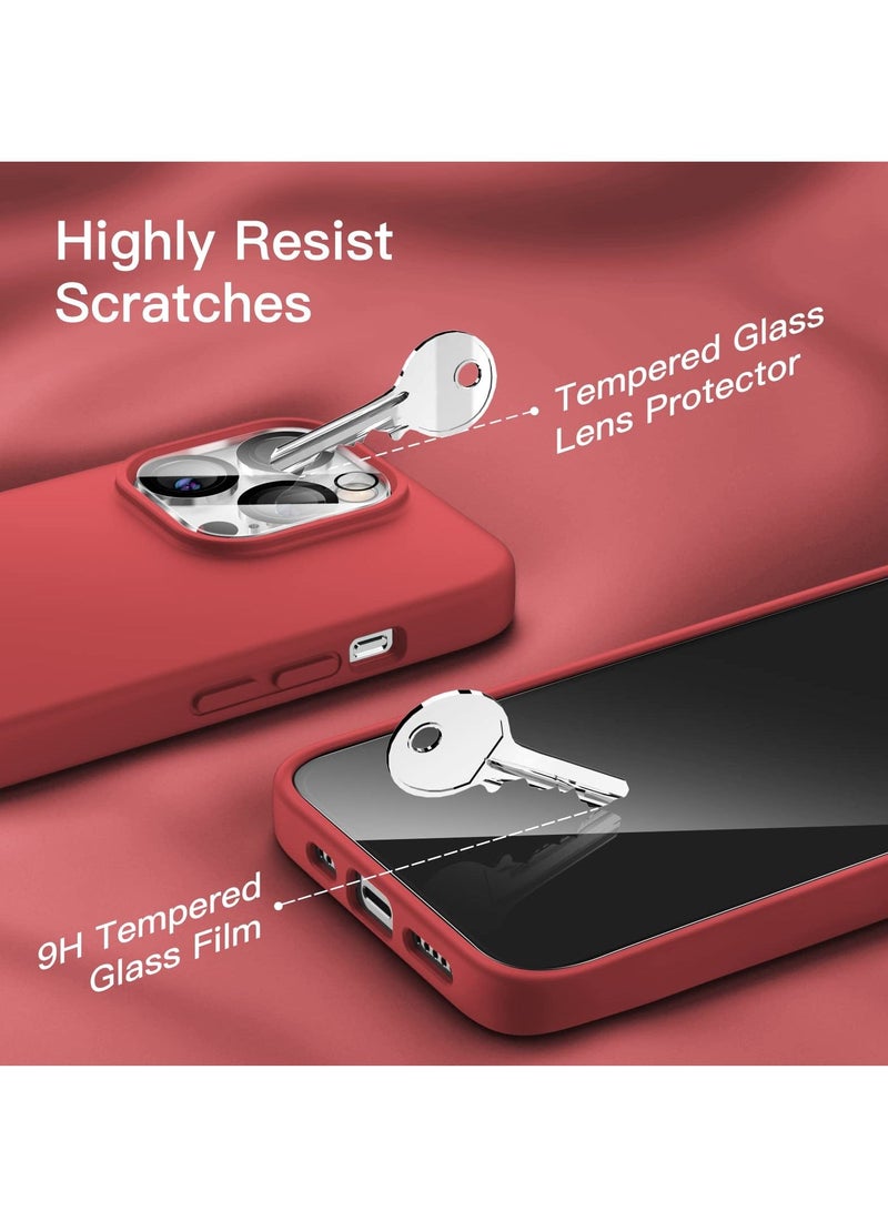 بورتوني غطاء iPhone 14 Pro Max مع عبوتين من واقي الشاشة + عبوتين من واقي عدسة الكاميرا السائل سيليكون حماية كاملة للجسم جراب حماية ضد السقوط ومقاوم للصدمات مقاس 6.7 بوصات - Image 4