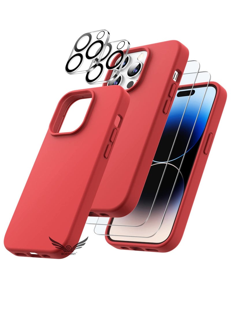 بورتوني غطاء iPhone 14 Pro Max مع عبوتين من واقي الشاشة + عبوتين من واقي عدسة الكاميرا السائل سيليكون حماية كاملة للجسم جراب حماية ضد السقوط ومقاوم للصدمات مقاس 6.7 بوصات - Image 1