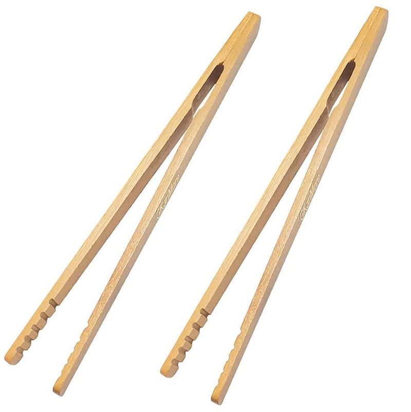 GKanMore GKanMore 2 Pack 7 Inch Bamboo Kitchen Tongs for Toast Tea Bread Pickle Cooking 