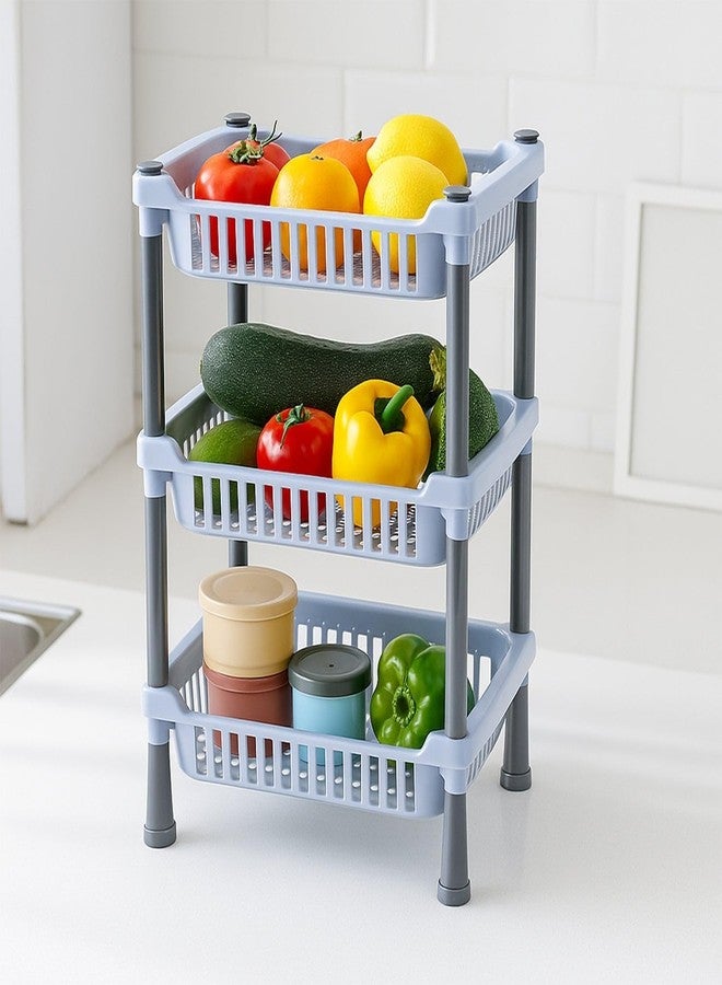 istore Multipurpose 3 Tier Kitchen Rack Stand for Storage Vegetable Fruit Organizer Durable Kitchen Shelf Rack Space Saving Storage Stand for Kitchen Counter Home Organizer (Multicolor) - Image 1