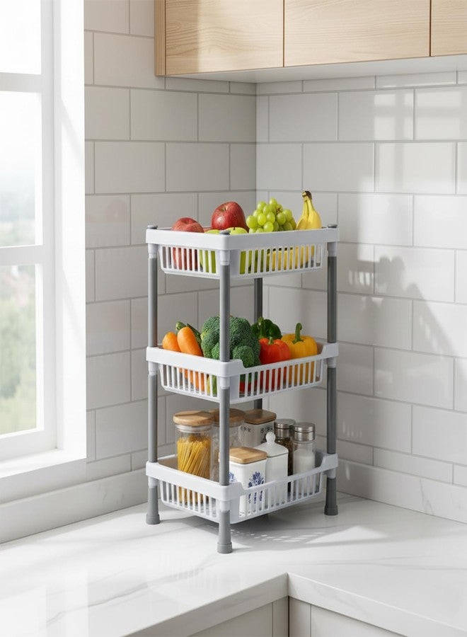 istore Multipurpose 3 Tier Kitchen Rack Stand for Storage Vegetable Fruit Organizer Durable Kitchen Shelf Rack Space Saving Storage Stand for Kitchen Counter Home Organizer (Multicolor) - Image 5