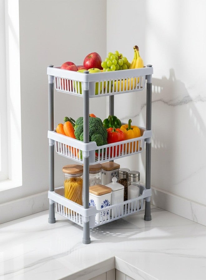 istore Multipurpose 3 Tier Kitchen Rack Stand for Storage Vegetable Fruit Organizer Durable Kitchen Shelf Rack Space Saving Storage Stand for Kitchen Counter Home Organizer (Multicolor) - Image 4