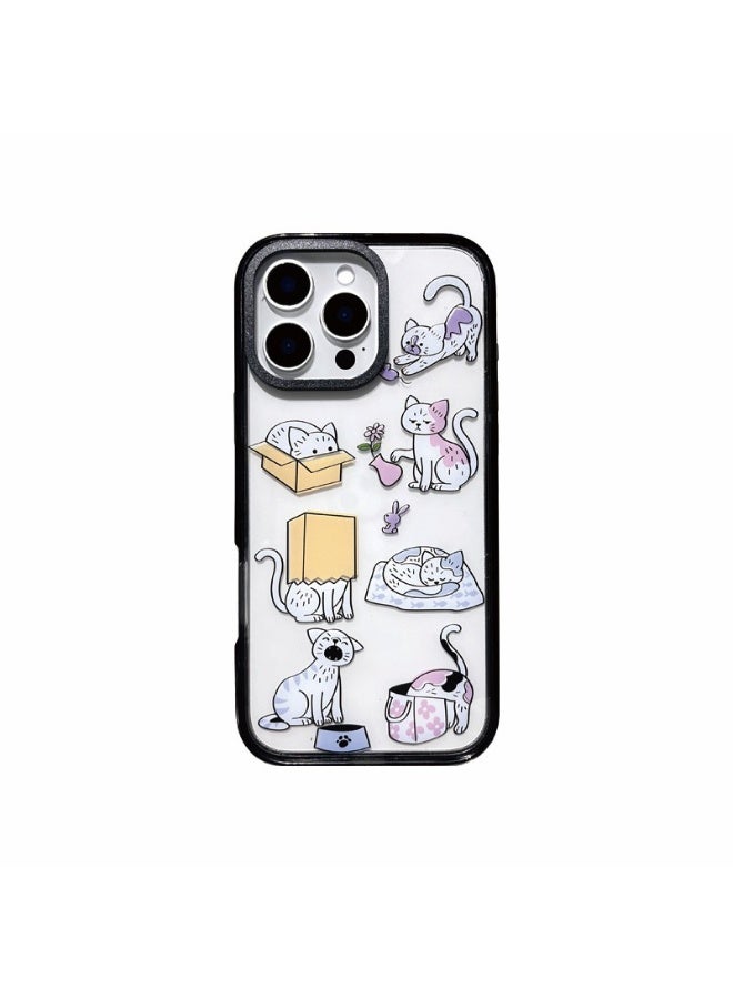 NIBEMINENT Cute Trick Or Treat Cat Protective TPU Case Cover For iPhone 16 Pro Clear - Image 1