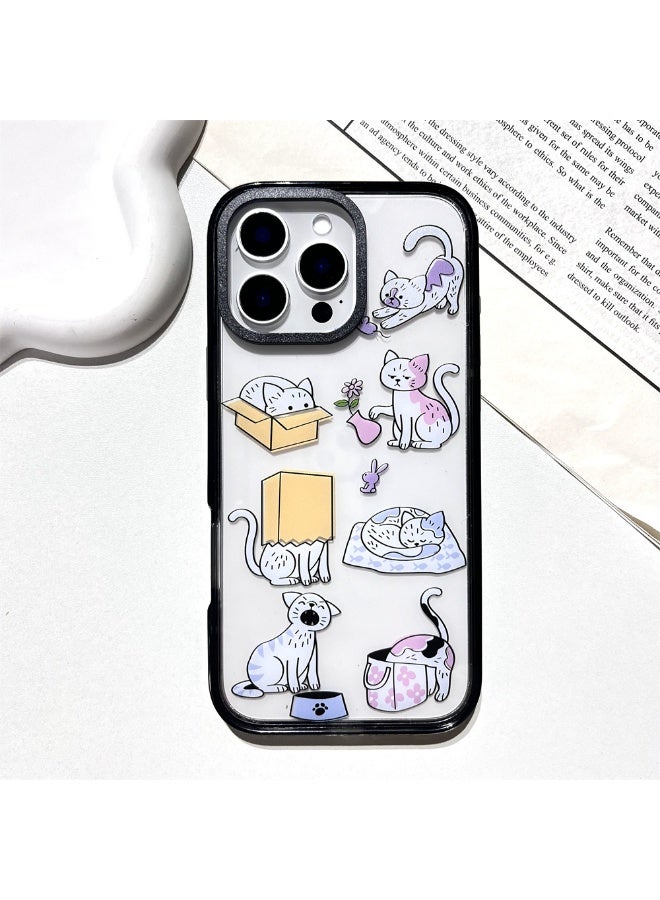 NIBEMINENT Cute Trick Or Treat Cat Protective TPU Case Cover For iPhone 16 Pro Clear - Image 2