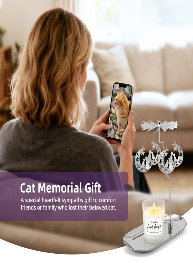 Oiiyee Cat Memorial Gifts for Loss of Cat - Pet Loss Sympathy Gift for Cat Lovers, Remembrance Gifts for Cat Passing Away, Candle Spinner for Cat Memorial Decor (with Candle) - Image 2
