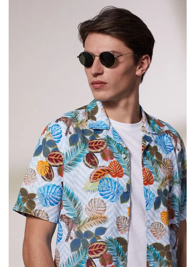 Vicomte A. Capri Floral Print Shirt 100% Cotton