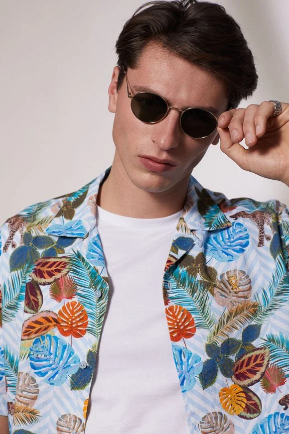 Vicomte A. Capri Floral Print Shirt 100% Cotton