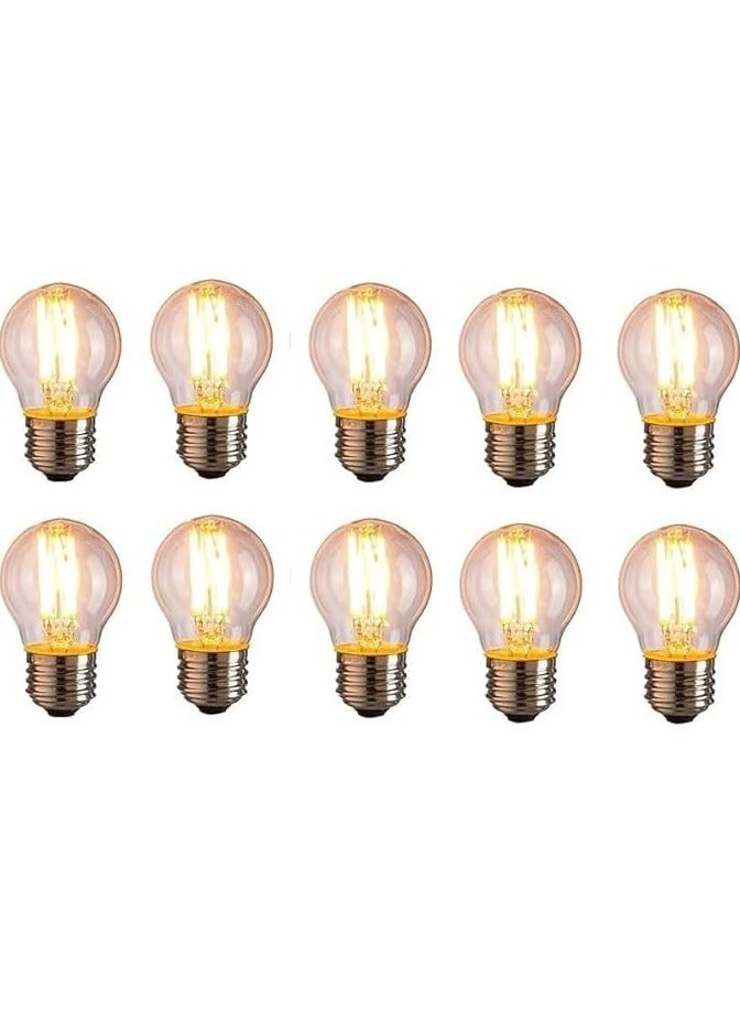 عام لمبة ديكور كبيرة باضاءة خفيفة G45 لمبة اديسون باضاءة خفيفة E27 بقوة 220 فولت 4 وات، عبوة من 10 قطع بتصميم الخط المستقيم، اصفر