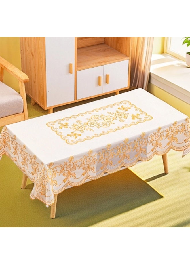 Rectangle Tablecloth 135x180cm Wrinkle Free PVC Waterproof Table Cloths Cover - Dinning Table Cloth for Dining Table Kitchen Birthday Party Picnic Indoor Outdoor  - Waterproof, Oil-Proof, Easy to Clean - Image 1