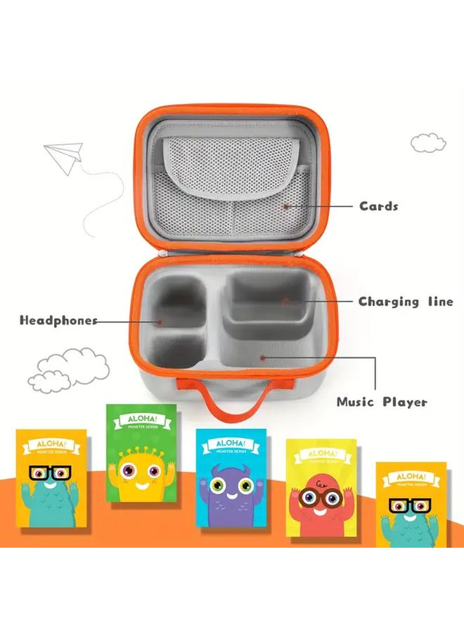 Orange Shockproof Carrying Case for Yoto Player 3rd Gen with Handle and Headphone Holder - Image 3