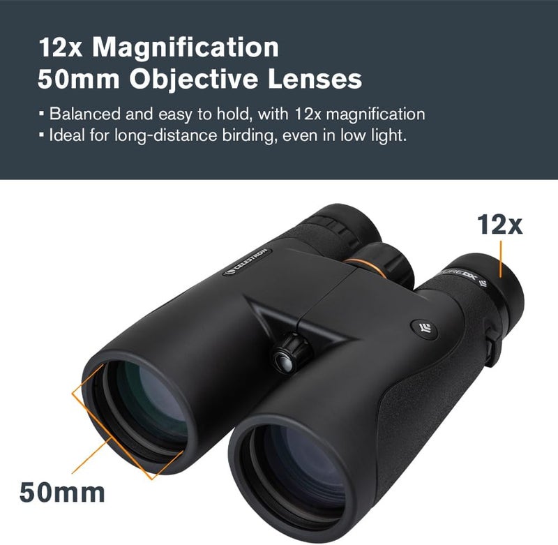 Celestron – Nature DX 12x50 Binoculars – Outdoor and Birding Binocular – Fully Multi-Coated with BaK-4 Prisms – Rubber Armored – Fog & Waterproof Binoculars - Image 2