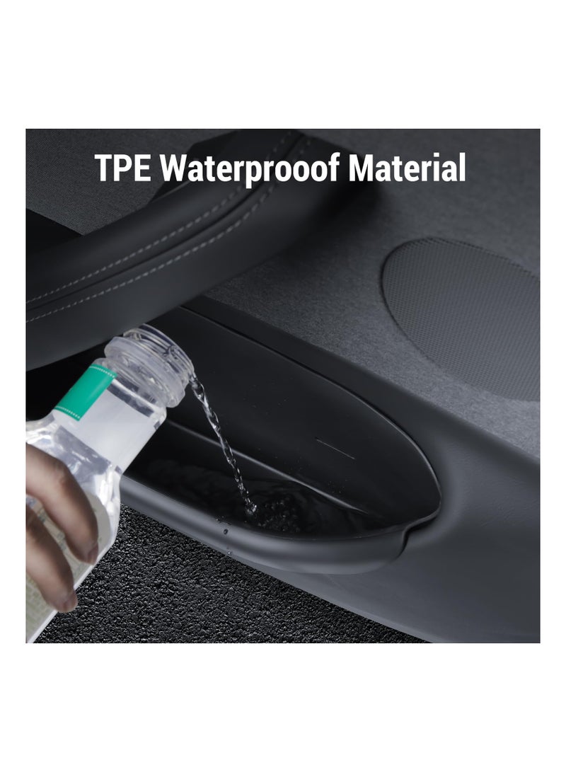 SOLARAE صينية باب موديل 3 هايلاند الجديدة 2024، 4 قطع، حصائر صينية تسلا، منظم فتحة باب تسلا، ملحقات باب خلفي، منظمات داخلية للسيارة، منظم صينية تغطي كامل، مناسب لموديل 3 2024 - Image 4