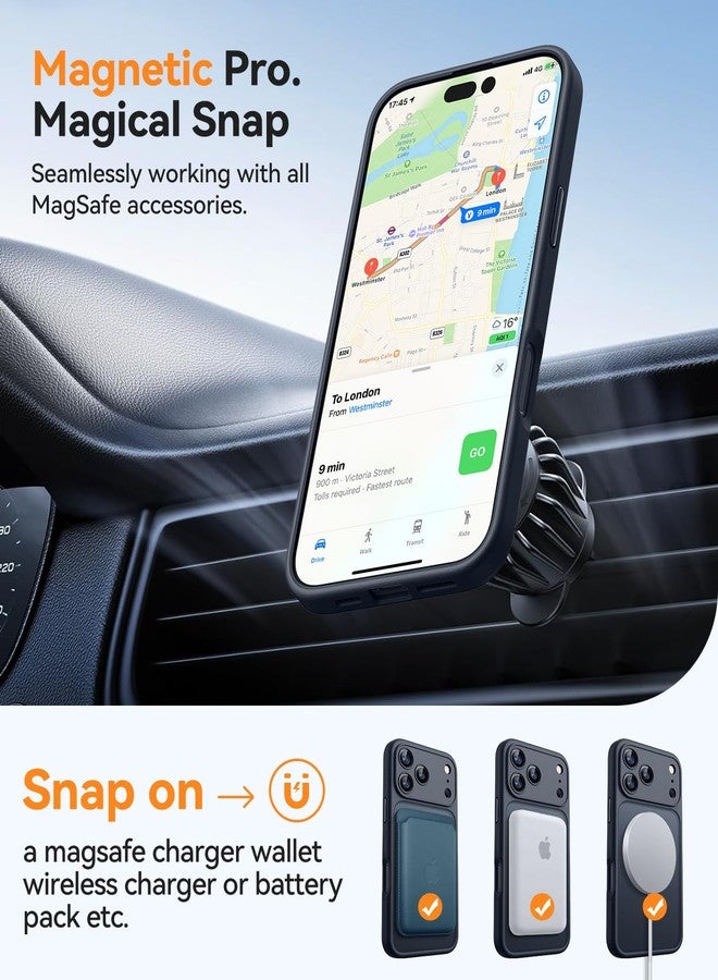 CANSHN Magnetic Compatible with iPhone 17 Pro Case, Upgraded [Full Camera Protection] [Compatible with Magsafe] [Translucent Matte] Shockproof Protective Phone Cover 6.3 Inch - Black - Image 4