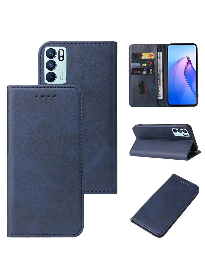 S-TOP Case For OPPO Reno6 4G Calf Texture Magnetic Flip Leather Phone Case - Image 1