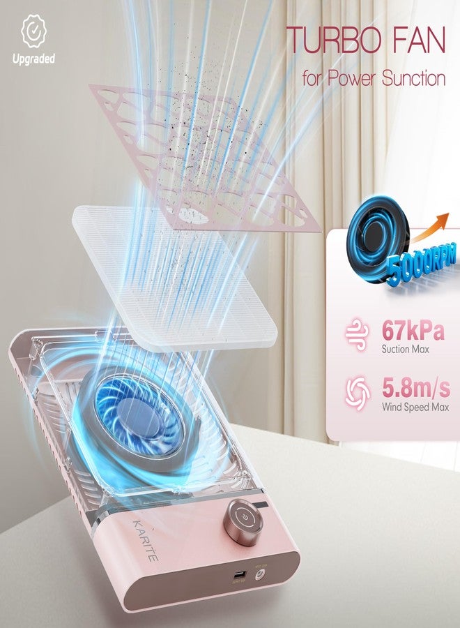 Karite Nail Dust Collector, Upgrade Vacuum Dust Collector with 30pcs Papers, 5000RPM Power Suction, 6000mAh Rechargeable Dust Collector Nail Tech, Cordless for Easy Use and Cleaning（Sakura Pink） - Image 3
