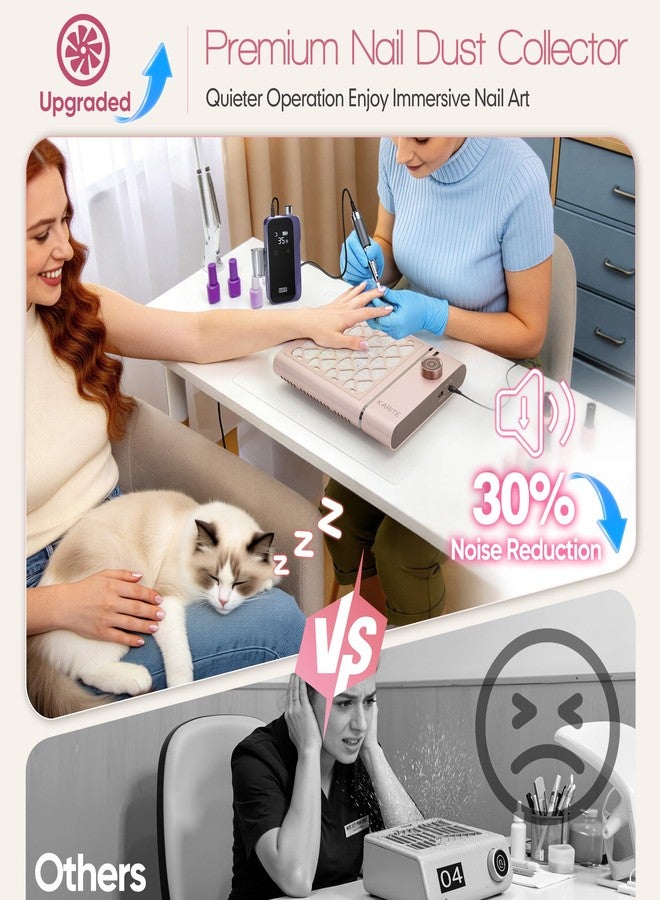 Karite Nail Dust Collector, Upgrade Vacuum Dust Collector with 30pcs Papers, 5000RPM Power Suction, 6000mAh Rechargeable Dust Collector Nail Tech, Cordless for Easy Use and Cleaning（Sakura Pink） - Image 5
