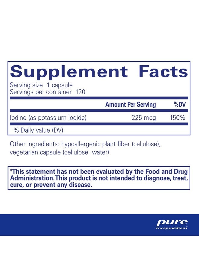 Pure Encapsulations Iodine - Supplement to Support The Thyroid & Help Maintain Healthy Cellular Metabolism - with Premium Potassium Iodide - 120 Capsules - Image 2