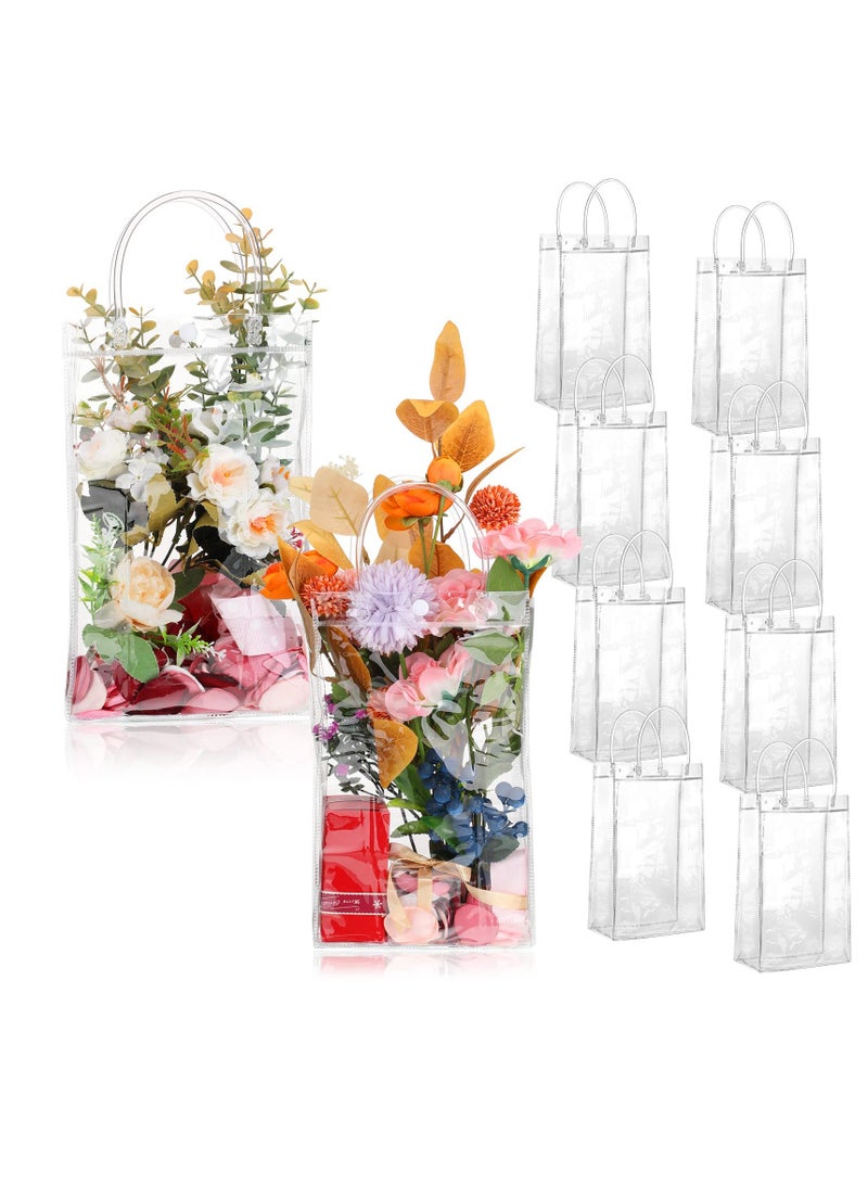 KASTWAVE Clear PVC Gift Bags Reusable Transparent Shopping Bag Gift Wrap Tote with Handles for Wedding Flowers Birthday Day Party Bags 25 x 18 x 7cm(10Pcs) - Image 1
