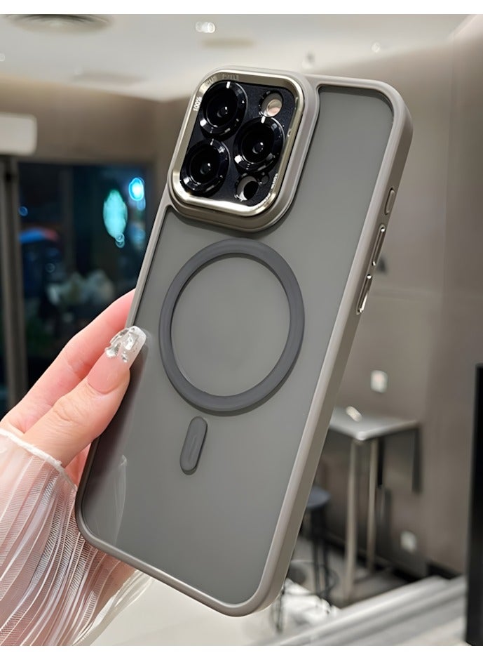 Premium Shockproof MagSafe Case for iPhone 16 Pro with Metal Camera Frame Lens Protector – Stylish Matte Magnetic Mobile Cover for Men, Women & Youth – Anti-Fingerprint, Camera Protection, Drop Resistant (Grey) - Image 2