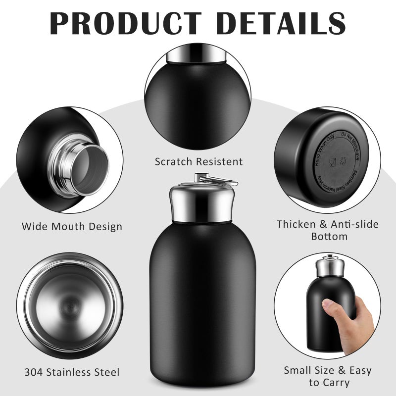 Mifoci 1 Pcs 20oz Water Bottle Stainless Steel Insulated Thermal for Hot Cold Drink Thermal Metal Vacuum Portable Water Bottle for Women Gifts Travel Camping Hiking (Black) - Image 3