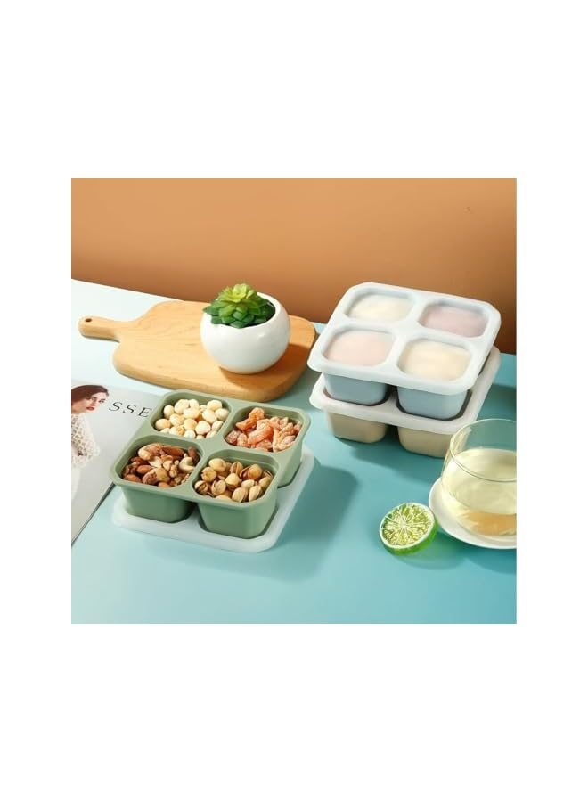 Green Tiger 3 Pack Snack Containers, 4 Compartments Bento Snack Box with Lid, Reusable Meal Snack Containers - Image 2