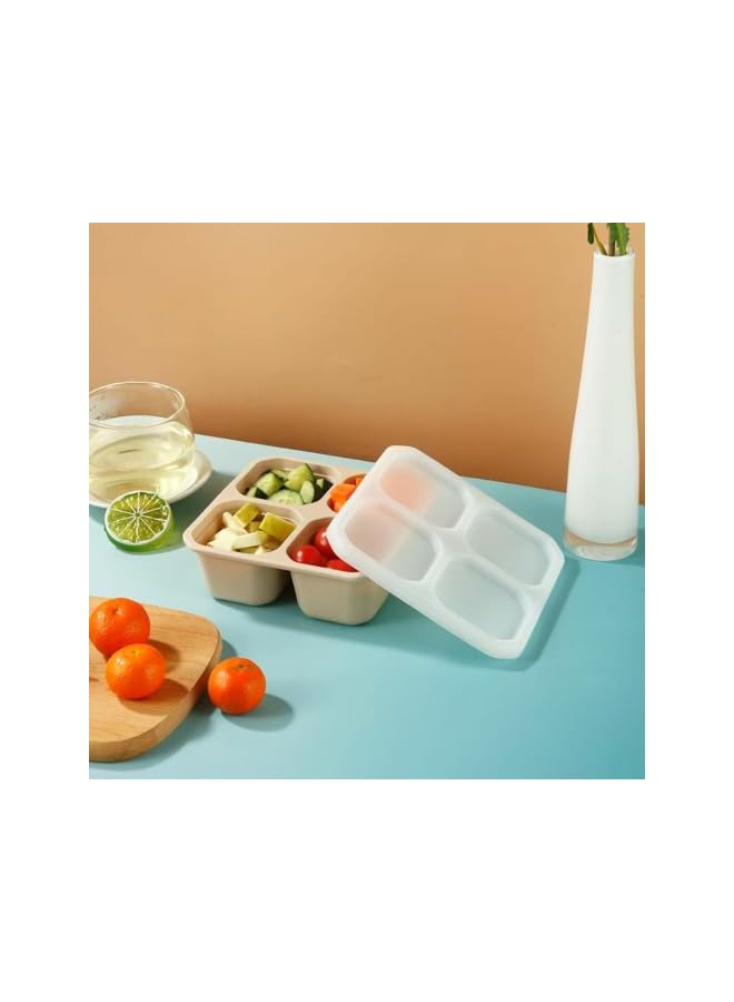 Green Tiger 3 Pack Snack Containers, 4 Compartments Bento Snack Box with Lid, Reusable Meal Snack Containers - Image 3