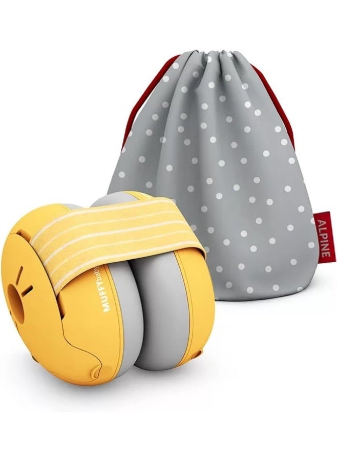 ALPINE HEARING PROTECTION Alpine Muffy Baby Ear Protection for Babies and Toddlers up to 36 Months - CE & ANSI Certified - Noise Reduction Earmuffs - Comfortable Baby Headphones Against Hearing Damage & Improves Sleep - Yellow - Image 1