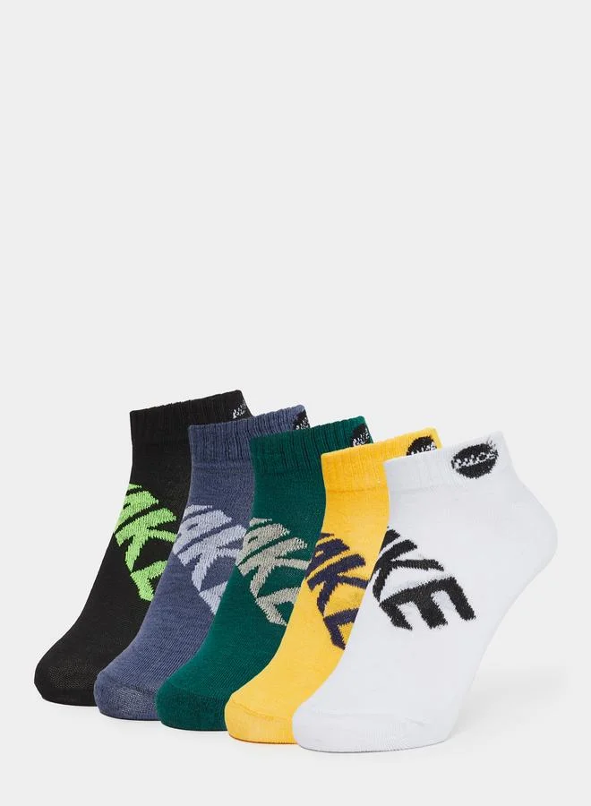 Styli Pack of 5 - Printed Detail Ribbed Cuff Socks