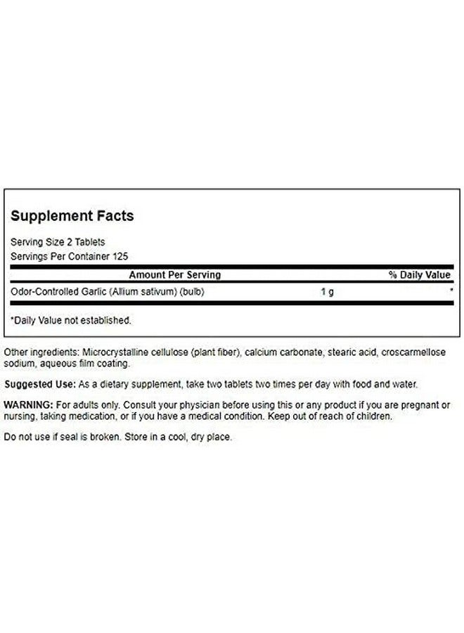 Swanson Best Garlic Odor-CNTRL 500MG 250 TAB - Image 2