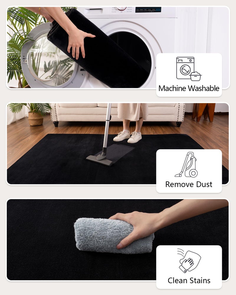 Andecor Shag Runner Rug for Bedroom Living Room  2x6 Black Washable Fluffy Hallway Runner Area Rugs for Kitchen Boys Girls Kids Room Home Decorations Carpet - Image 4