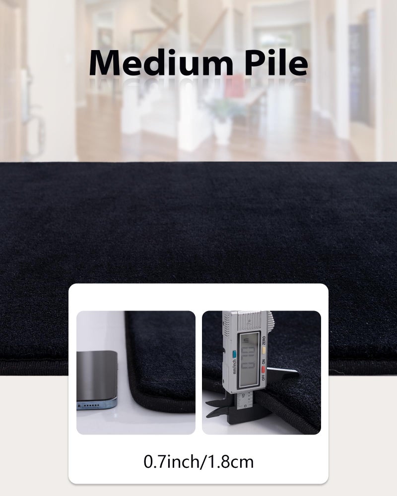 Andecor Shag Runner Rug for Bedroom Living Room  2x6 Black Washable Fluffy Hallway Runner Area Rugs for Kitchen Boys Girls Kids Room Home Decorations Carpet - Image 3