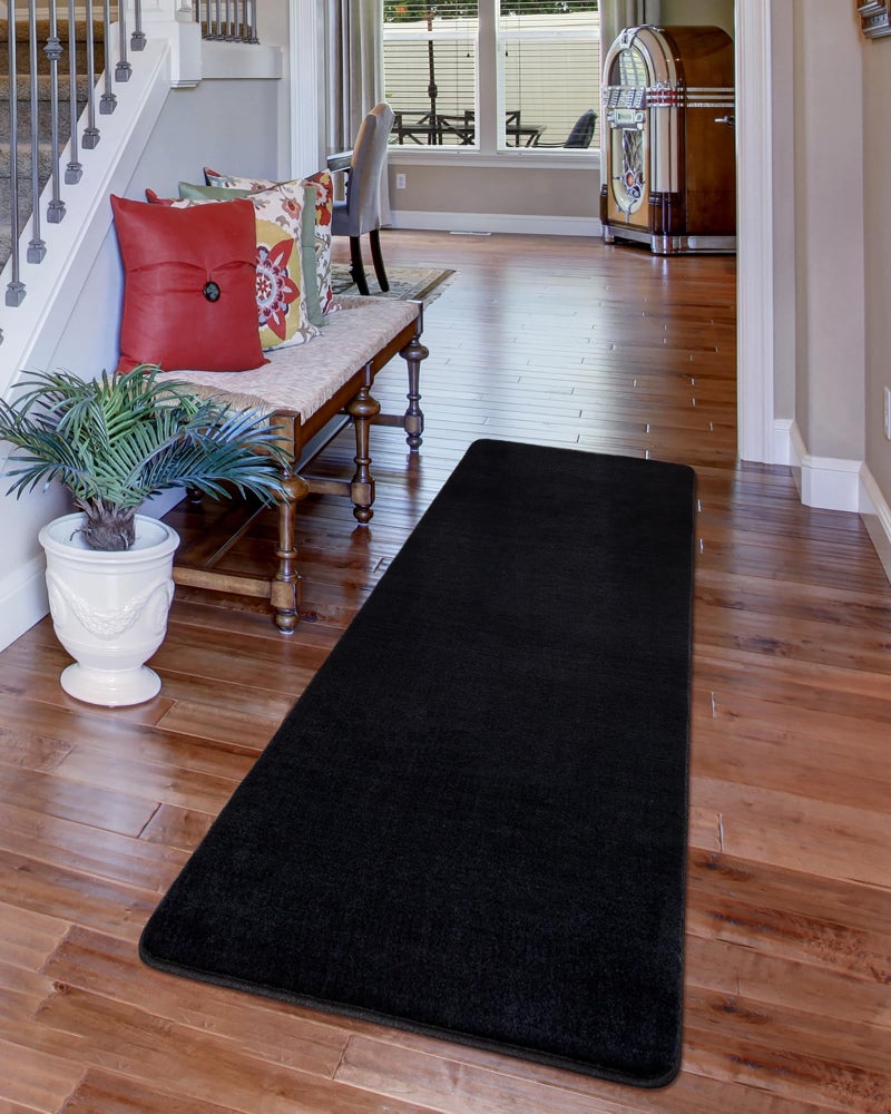 Andecor Shag Runner Rug for Bedroom Living Room  2x6 Black Washable Fluffy Hallway Runner Area Rugs for Kitchen Boys Girls Kids Room Home Decorations Carpet - Image 2
