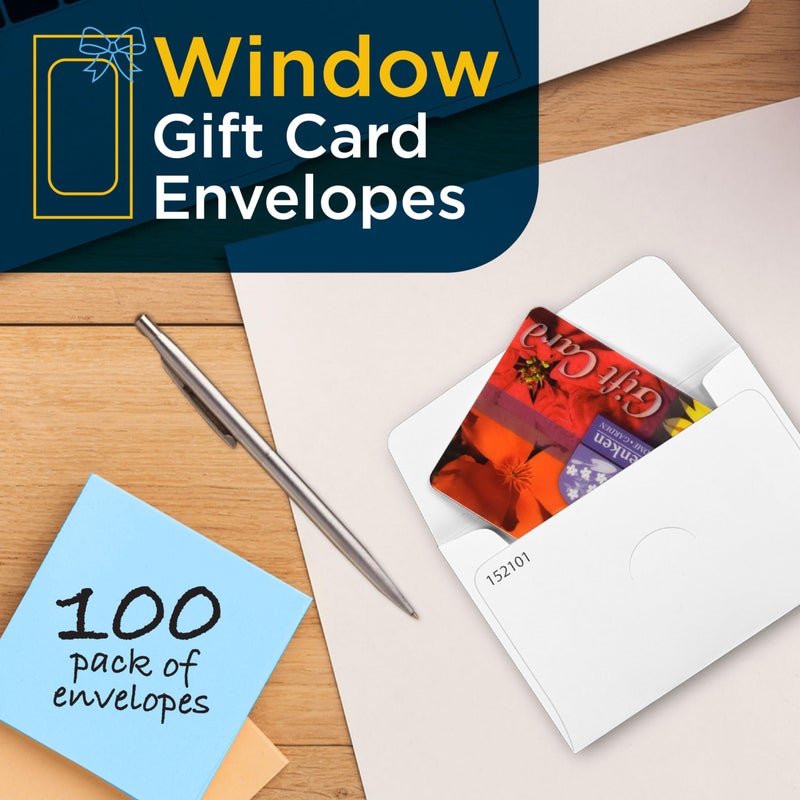Guardian Gift Card Envelopes with Clear Window, Pack of 100 Blank Small Envelopes for Gift Cards, Business Cards, Key Cards, and More, 2 Â½ Inches x 3 â… Inches, White - Image 2