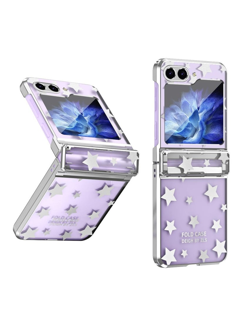 KASTWAVE Designed for Galaxy Z Flip 5 Case, for Samsung Flip 5 Full Cover Shockproof Slim Phone Protection Case, with Hinge Protection and Built-in Back Screen Protector (Silver) - Image 1