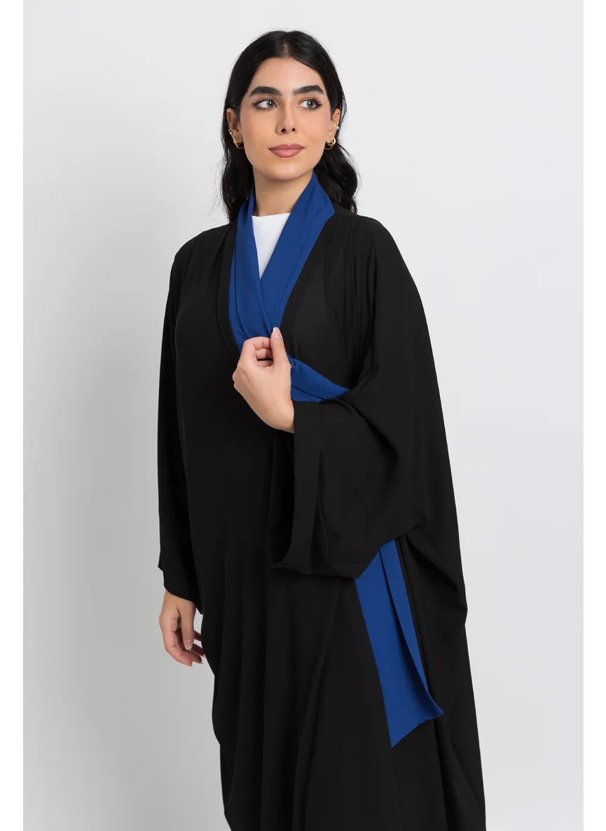 Kaafmeem Black on Navy Flowstyle Abaya