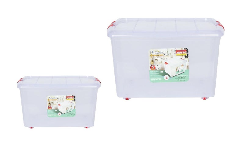 ARISTO Multipurpose Plastic Rectangular 25 Ltr Storage BoxContainer Pack of 2 Transparent standard 455 x 34 x 26 cm - Image 1