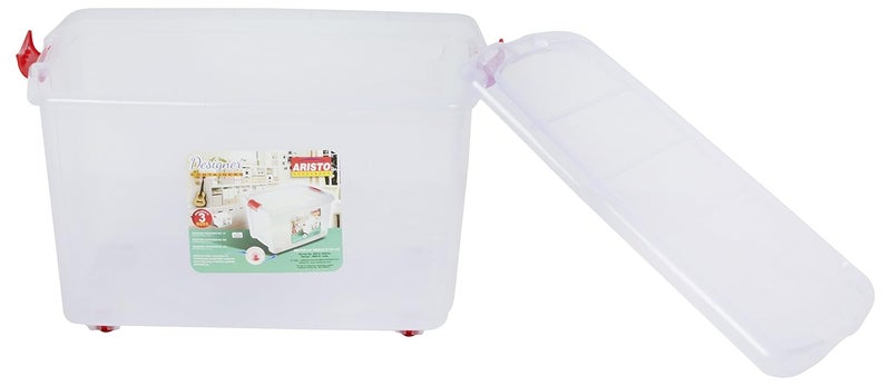 ARISTO Multipurpose Plastic Rectangular 25 Ltr Storage BoxContainer Pack of 2 Transparent standard 455 x 34 x 26 cm - Image 5