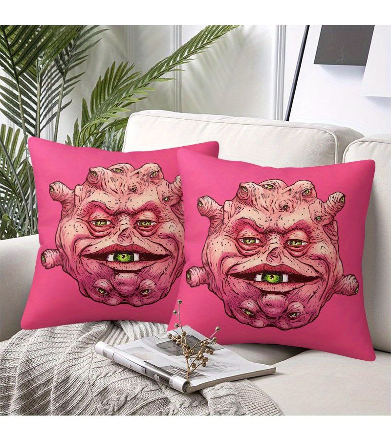 16x16 Inch Multi Eyed Green Eyeball Weird Zipper Closure Pillow Decor For Sofa Living Room Bedroom Office - Image 1