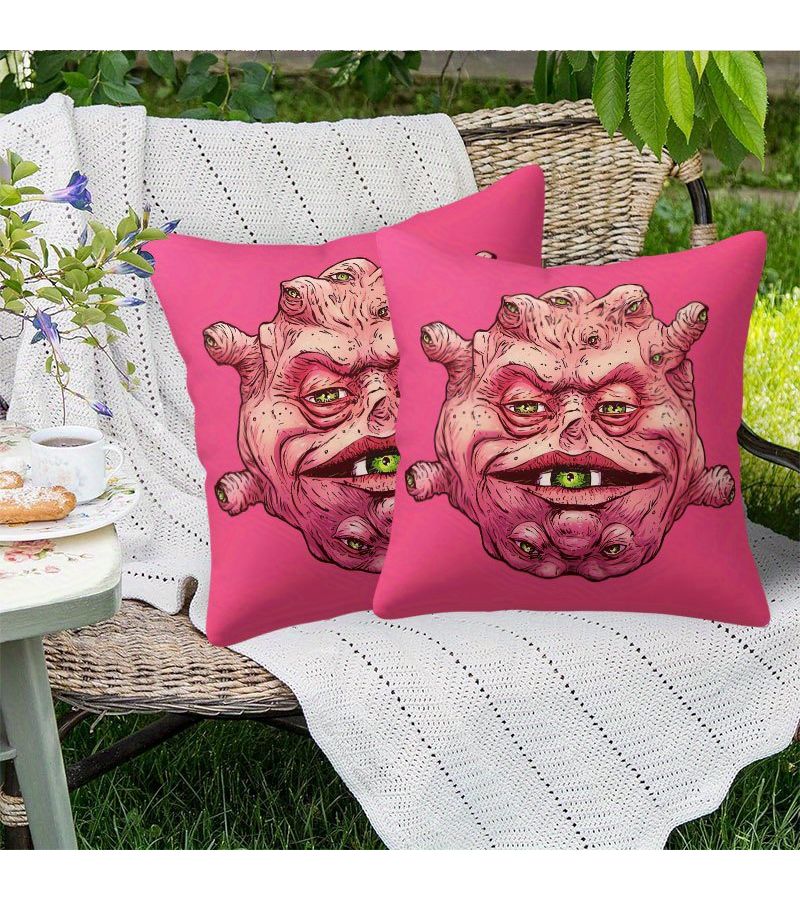 16x16 Inch Multi Eyed Green Eyeball Weird Zipper Closure Pillow Decor For Sofa Living Room Bedroom Office - Image 2