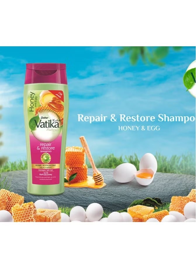 فاتيكا ناتشورالز شامبو لإصلاح وترميم الشعر بالعسل والبيض، 360 مل - Image 3