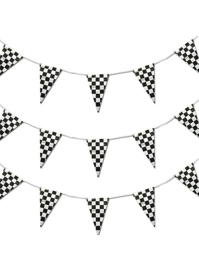 60m PE Black and White Checkered Racing Flag F1 Racing String Flag Triangle Flag for Ceremonial Event